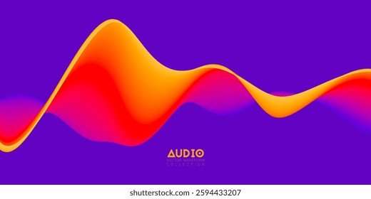 Gradient sound wave abstract background. Colorful flow of music wave. Vector vibrant fluid splash.