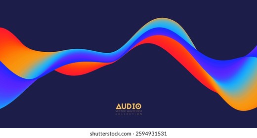 Gradient sound wave abstract background. Colorful flow of music wave. Vector vibrant fluid splash.