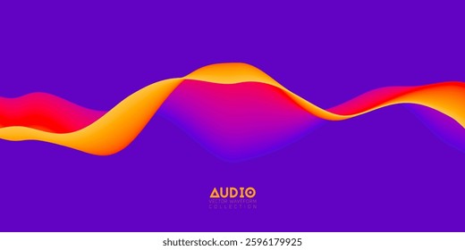Gradient sound wave abstract background. Colorful flow of music wave. Vector vibrant fluid splash.