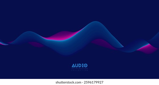 Gradient sound wave abstract background. Colorful flow of music wave. Vector vibrant fluid splash.