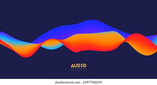 Gradient sound wave abstract background. Colorful flow of music wave. Vector vibrant fluid splash.