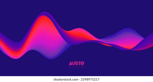 Gradient sound wave abstract background. Colorful flow of music wave. Vector vibrant fluid splash.