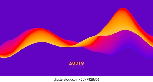 Gradient sound wave abstract background. Colorful flow of music wave. Vector vibrant fluid splash.