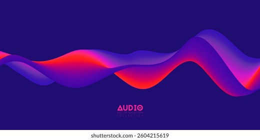 Gradient sound wave abstract background. Colorful flow of music wave. Vector vibrant fluid splash.