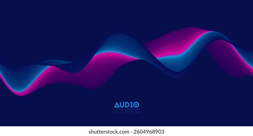 Gradient sound wave abstract background. Colorful flow of music wave. Vector vibrant fluid splash.