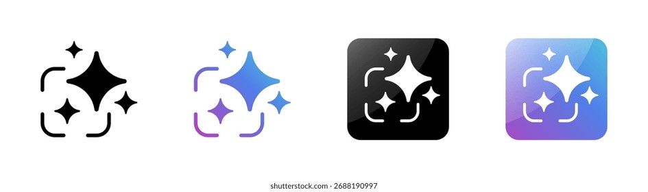 Gradient sparkle icons for digital interface, app design, and branding