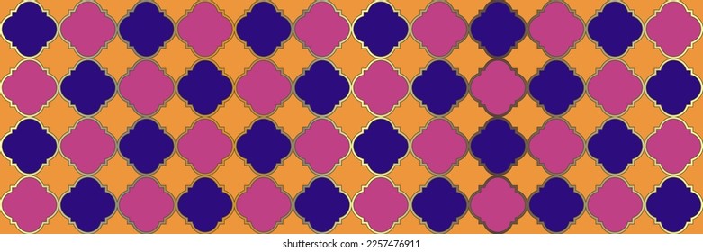 Gradient Sparkling Pattern. Cool Arabic Pattern. Trendy Geo Ramadan. Quatrefoil Oriental Ethnic Tesselation. Noble Arabesque Texture. Traditional Seamless Eastern Border. Geometric Trellis Tile.