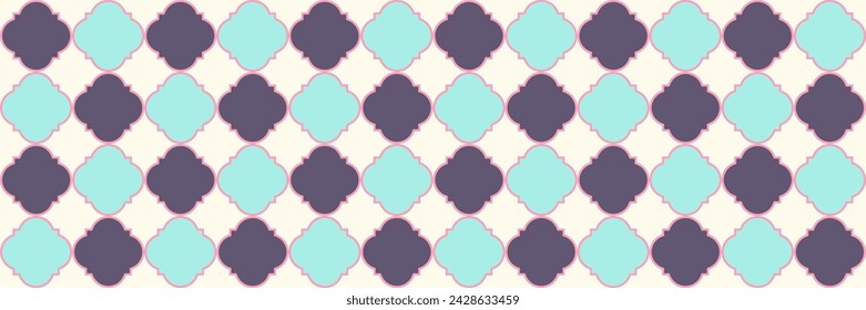 Gradient Sparkling Pattern. Elegant Seamless Moroccan Banner. Cool Persian Mosaic. Quatrefoil Arabian Ethnic Tesselation. VIP Ottoman Pattern. Modern Geo Curved. Geometric Trellis Tile.