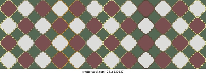 Gradient Sparkling Pattern. Trendy Geo Ramadan. Royal Ottoman Texture. Quatrefoil Arabian Ethnic Tesselation. Cool Moroccan Mosaic. Geometric Trellis Tile. Elegant Seamless Persian Banner.