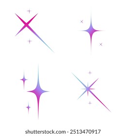 Conjunto de elementos de estrelas espumantes de gradiente, coleção de estrelas espumantes planas