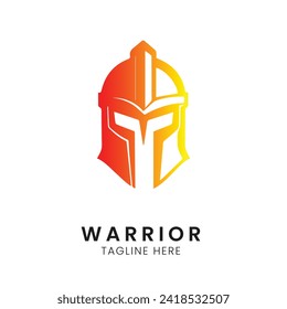 gradient spartan helmet logo template design, warrior logo minimalist premium