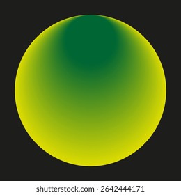 Gradient sphere icon. Yellow green transition. Dark background ball. Vector glowing orb.