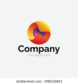 Gradient sphere with metalic finish logotype great for technologie businesses and companies, with a small sphere inside, modern logodesign, logotype, technology, 