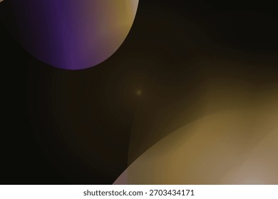 A gradient sphere with purple and yellow hues, featuring a bright central light and dark curved elements.