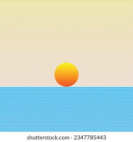 gradient sphere sunrise over lines, risography