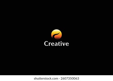 Gradient Sphere Wave Creative Logo with black background. 