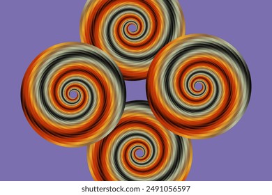 Gradient spiral background, four premium spiral vortex circles with attractive colors