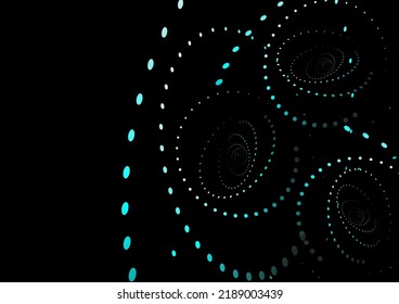 Gradient spiral dot abstract background vector. 3D circle shape, twist movement art graphic pattern. Whirl motion element concept, modern halftone design. Futuristic technology backdrop illustration.
