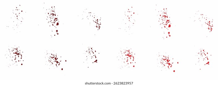 Gradient splat red blood splatter grunge background set