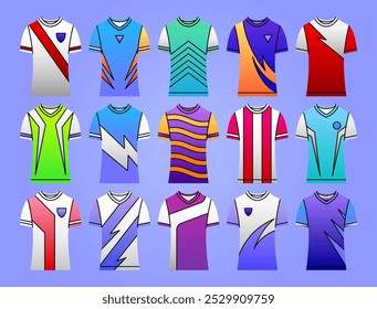 Diseño de Plantilla de camiseta y jersey deportivo degradado. Diseño deportivo para fútbol, baloncesto, hockey, voleibol, carreras, juego jersey.