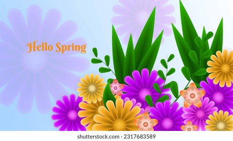 Gradient spring floral background vector. Abstract nature spring purple background. 
