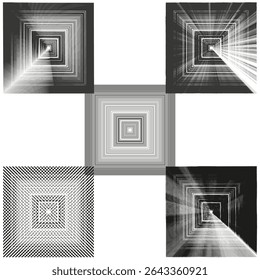 Gradient square icon. Spiral motion shape. Vector abstract form. Shaded twist figure.