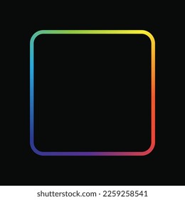 Gradient square line and color rainbow spectrum  Isolated icon vector illustration black background  Square rainbow gradiend color  