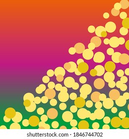 Gradient square shaped background with golden circle confetti for decoration on Birthday, wedding, New Year and Christmas