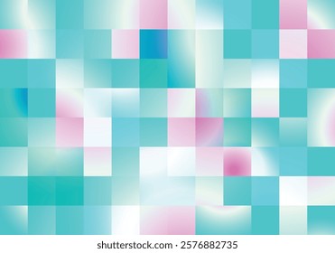 Gradient squares blend soft pink, turquoise, and white tones, offering an abstract yet soothing visual experience for design or artistic use.