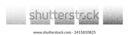 Gradient squares of grains. Noisy geometric shapes with gradation of tone. Pack of vector isolated elements on a white background. [[stock_photo]] © 
