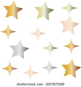 Ilustración de la estrella de degradado y del conjunto de iconos con forma de brillo