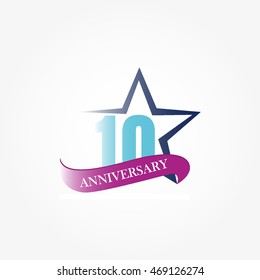 gradient star with ribbon anniversary logo vector