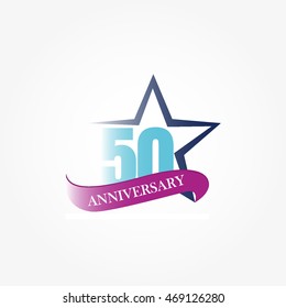 gradient star with ribbon anniversary logo vector