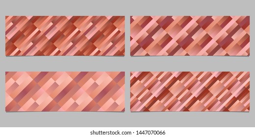 Gradient stripe pattern banner background set - abstract vector graphic designs from diagonal rectangles