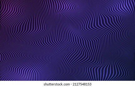 Gradient with stripes with arbitrary waves, abstract shapeless stripes on a gradient background, curvy background, squiggly lines with lights	