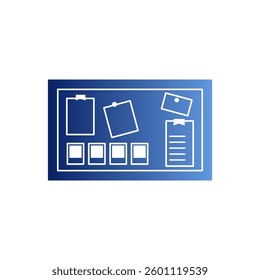 Gradient Style Bulletin Board with Notes and Photos, Gradient Style Bulletin Board Illustration