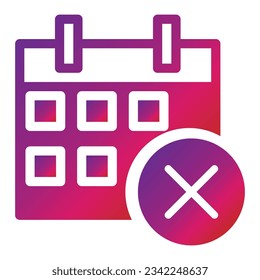 icono de calendario de estilo de degradado aislado en fondo blanco