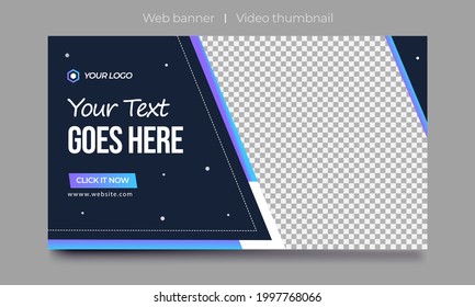Gradient style Colorful Video Thumbnail design for any videos. Premium channel art Vector for social platforms. web banner and social media template 