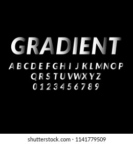 gradient style font, alphabet and numbers, vector illustration