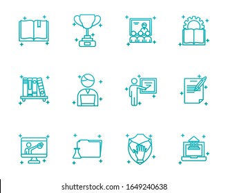 gradient style icon set design, Eduaction school university class lesson knowledge preschooler study learning classroom and primary theme Vector illustration