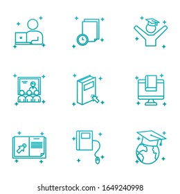 gradient style icon set design, Eduaction school university class lesson knowledge preschooler study learning classroom and primary theme Vector illustration