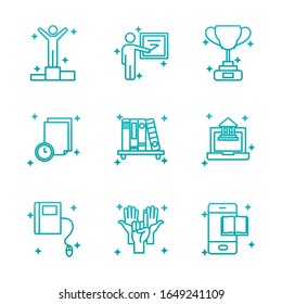 gradient style icon set design, Eduaction school university class lesson knowledge preschooler study learning classroom and primary theme Vector illustration