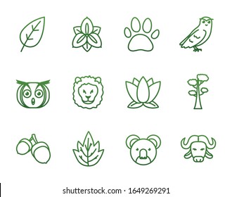 gradient style icon set design, Biodiversity animals life natural nature and adorable theme Vector illustration