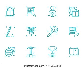 gradient style icon set design, Eduaction school university class lesson knowledge preschooler study learning classroom and primary theme Vector illustration