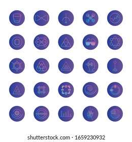 gradient style icon set design, futuristic virtual technology modern innovation digital entertainment tech and simulation theme Vector illustration