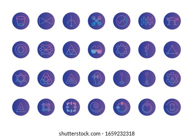 gradient style icon set design, futuristic virtual technology modern innovation digital entertainment tech and simulation theme Vector illustration