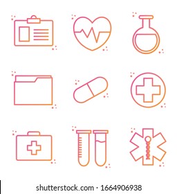 gradient style icon set design of Medical care health emergency aid exam clinic and patient theme Vector illustration