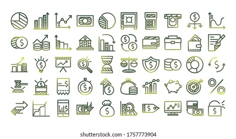 gradient style icon set design, economy finance and money theme Vector illustration