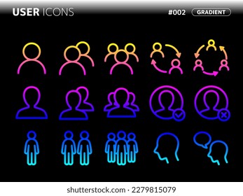 gradient style icon set related to user_002