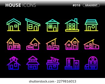 gradient style icon set related to house_018